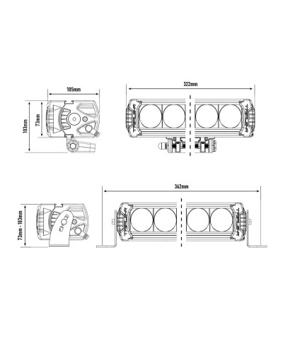 PHARE LED LAZER TRIPLE-R 6 (850) Gen2 NOIR - Avec feux de position