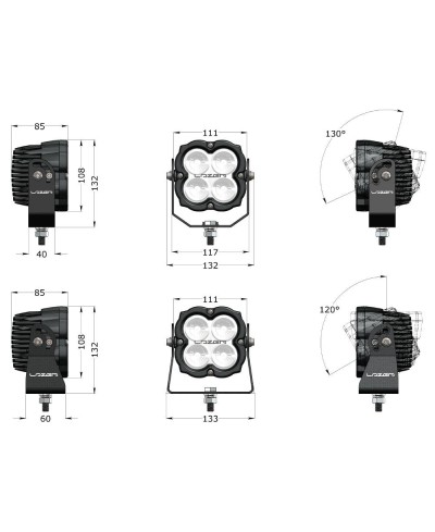 PHARE LED LAZER UTILITY-45 Gen2 NOIR - FIXATION SLIM