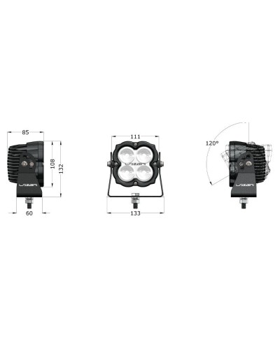 PHARE LED LAZER UTILITY-80 Gen2 NOIR - FIXATION WIDE