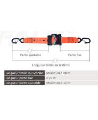 SANGLE ARRIMAGE AUTO-RETRACTABLE CROCH. LINGUET 50mm x 1.8M / LC750kg