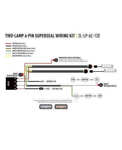 FAISCEAU 2 PHARES LONG (6-BROCHES, SUPERSEAL, 12V)