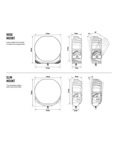 PHARE LED LAZER SENTINEL 9" EL-blanc- feux de position - 'slim' mount