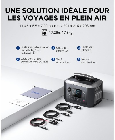 BigBlue 537,6Wh Générateur Électrique Solaire Portable CP600